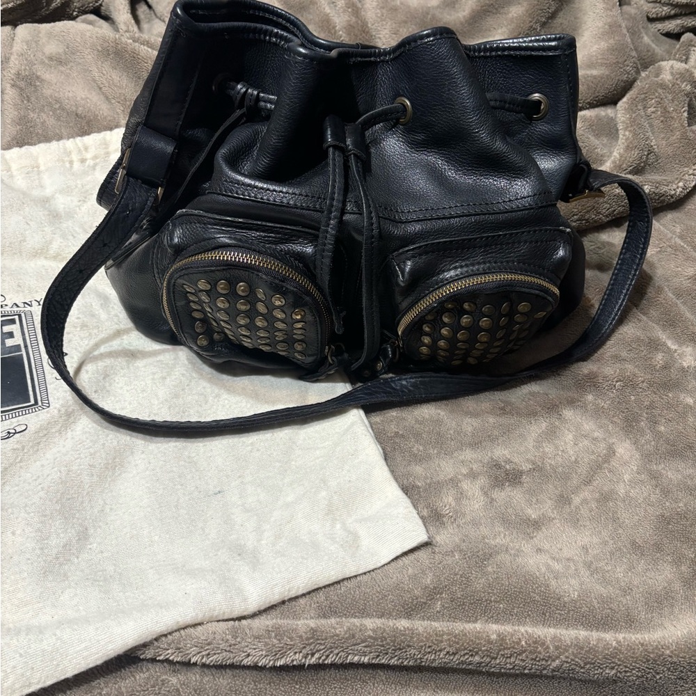 Frye Black Leather Bucket Bag